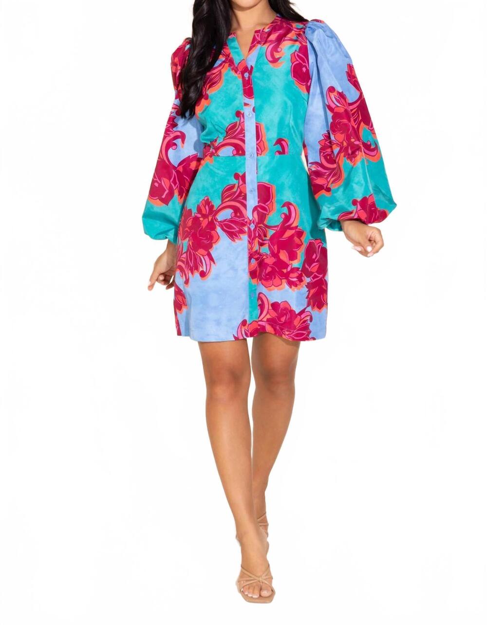 NEW ALDEN ADAIR athena puff sleeve dress in cactus flower